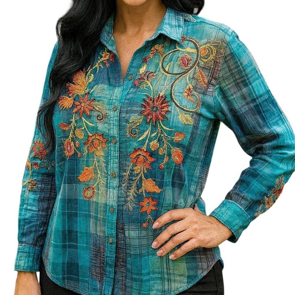 Johnny Was Mandella Margot heavily embroidered button-down blouse NWT RARE